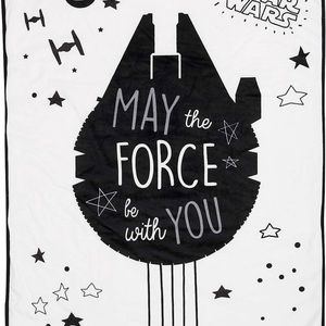 Lambs & Ivy Star Wars Millennium Falcon Black/White Soft Sherpa Blanket.